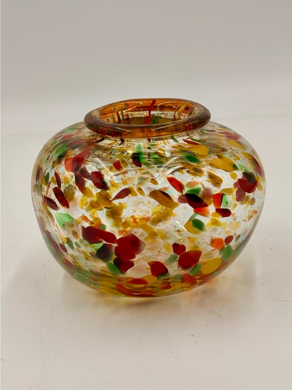 Handblown Signed Glass Art Vase, One of  a Kind Fall Decor, Crafted in WA State